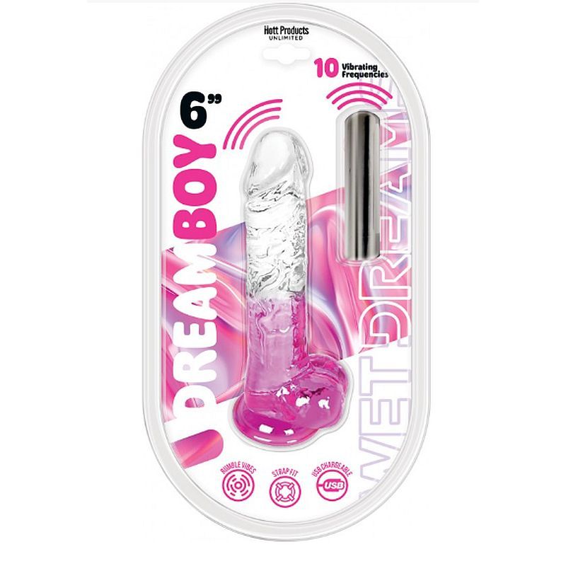 Hott Products Jelly Vibrator Dream Boy Vibrating Dildo 6 Inch Pink Hott Products