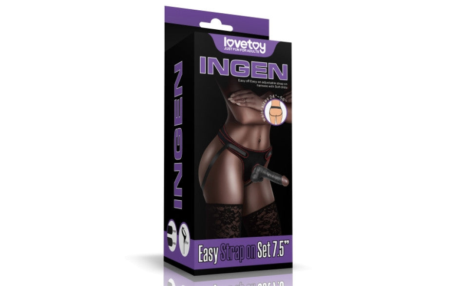 Lovetoy Easy Strap On Dildo Set Black 7.5 Inch