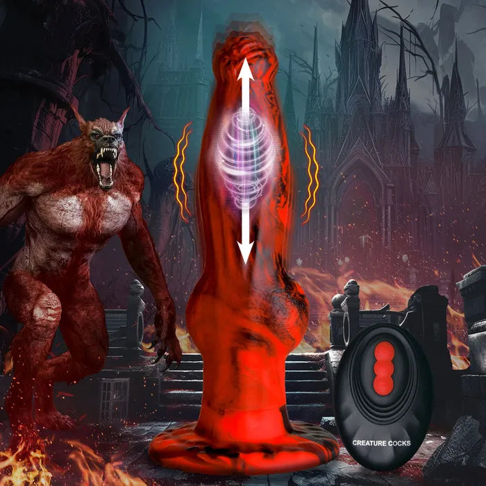 XR Brands Creature Cocks Hell Wolf USB Rechargeable Thrusting Fantasy Dildo 22cm Red Secondary image