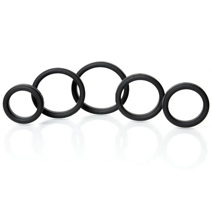 C1 Releasing Boneyard Silicone Cock Rings Set Of 5 Sizes Black Secondary image