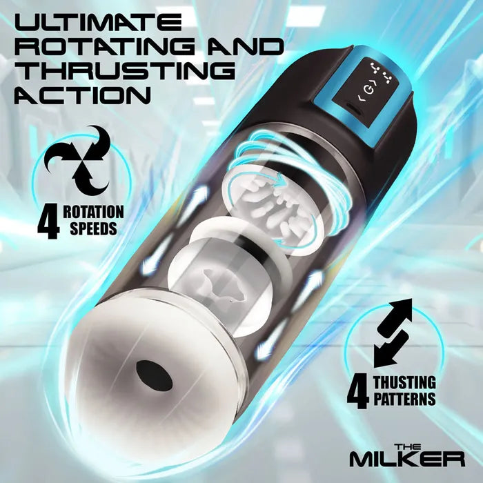 XR Brands LoveBotz The Milker Roto-Stroke USB Rechargeable Thrusting & Rotating Male Masturbator Secondary image