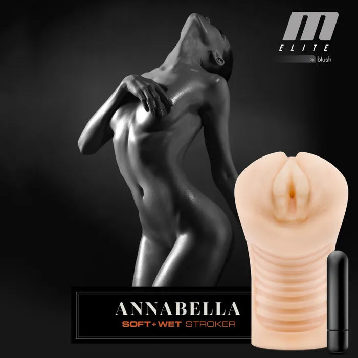 Blush Novelties M Elite Soft & Wet Annabella Vibrating Vagina Stroker Flesh Secondary image