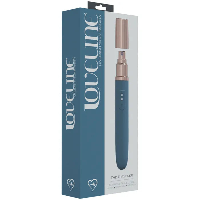 Shots Toys LOVELINE The Traveler USB Rechargeable Vibrator With Lube Applicator 17.6cm Shots Toys