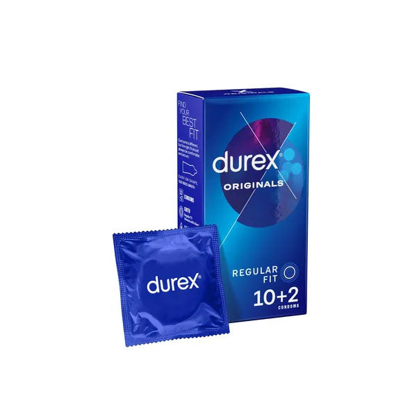 Durex Originals Regular Fit Latex Condoms 10 Pack + 2 Free Durex