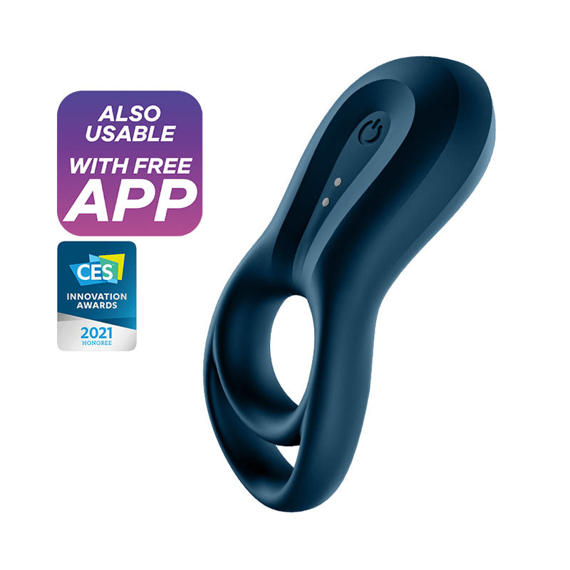 Satisfyer Epic Duo USB Rechargeable Cock & Balls Ring With App Control Navy Blue Secondary image