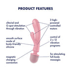 Satisfyer Triple Lover USB Rechargeable Rabbit Vibrator & Massage Wand Satisfyer