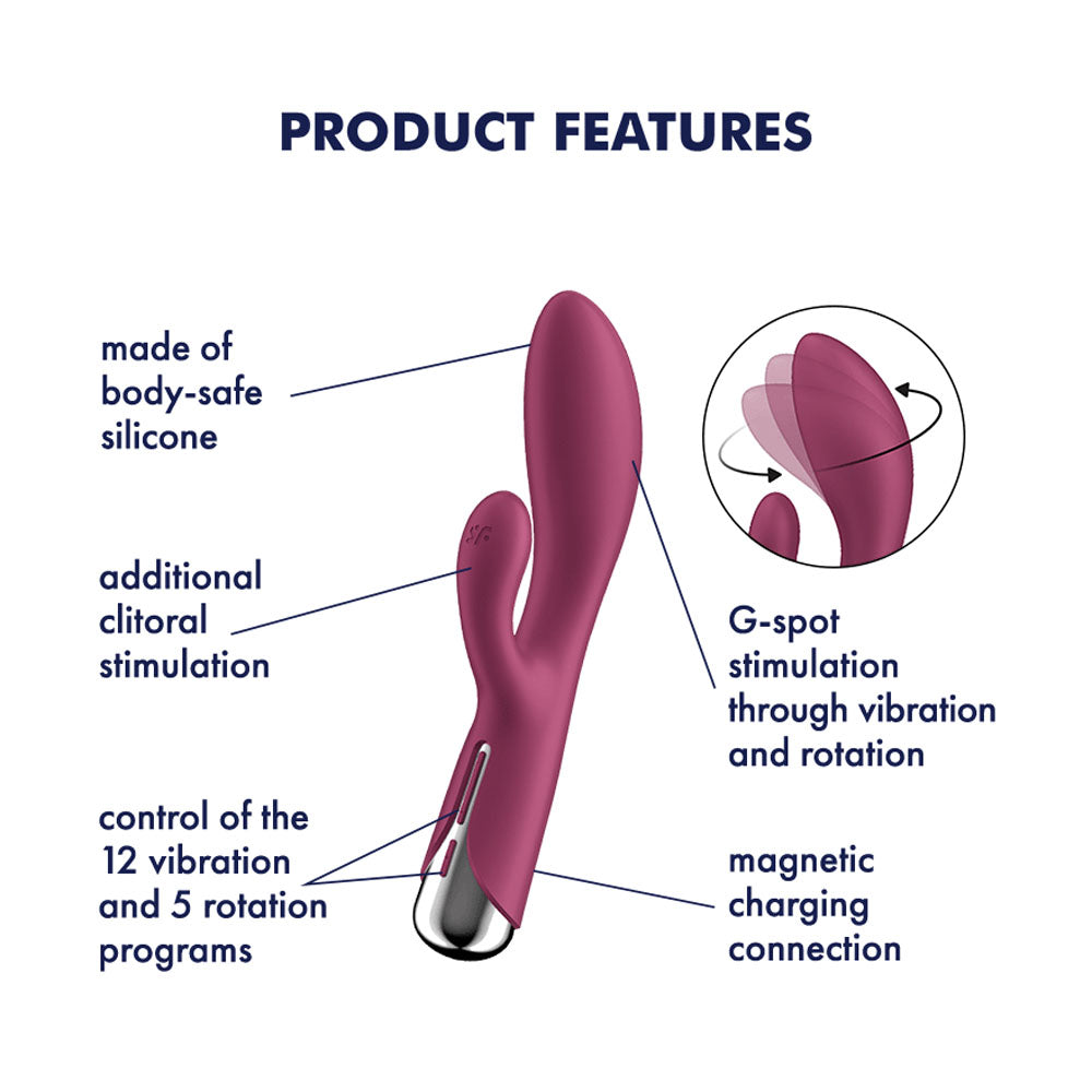 Satisfyer Spinning Rabbit 1 USB Rechargeable Rotating Rabbit Vibrator 20cm Satisfyer