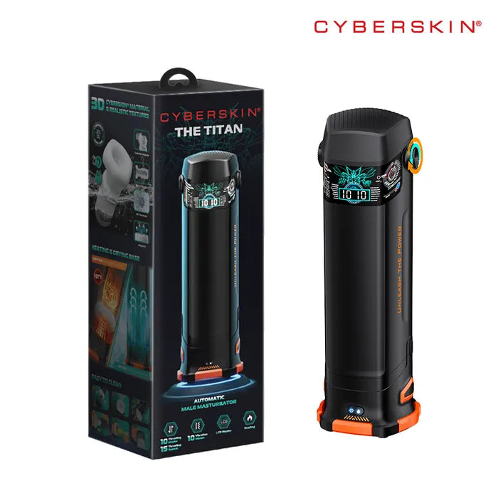 CyberSkin The Titan USB Rechargeable Thrusting & Vibrating Auto Masturbator With Heater Black Secondary image