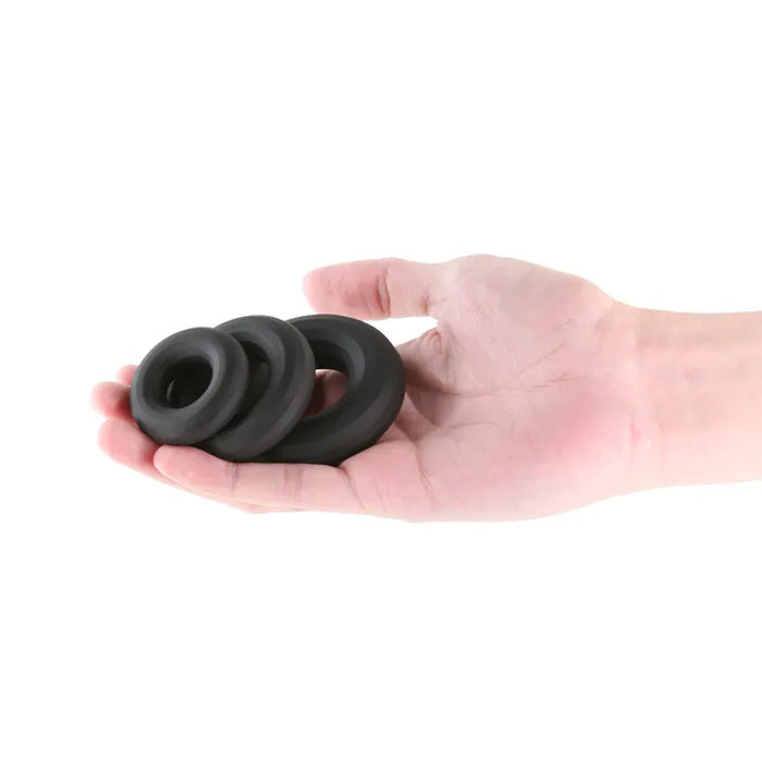 NS Novelties Renegade Fireman Cock Rings Set of 3 Sizes Black Secondary image