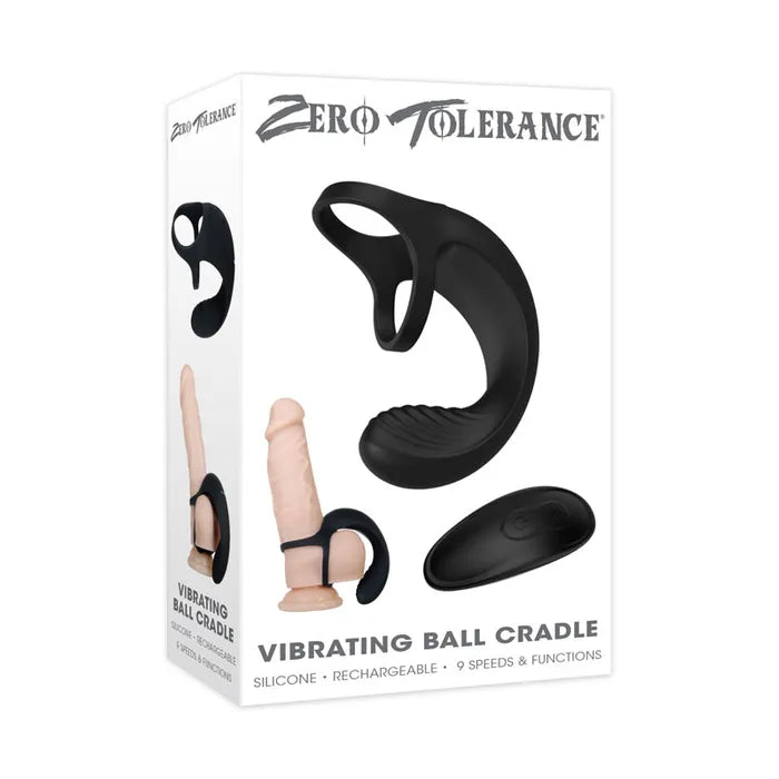 Zero Tolerance Vibrating Ball Cradle USB Rechargeable Vibrating Cock Ring Black Zero Tolerance