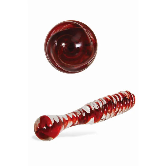 Adam & Eve Sweetheart Swirl Glass Dildo 22cm Clear / Red Adam & Eve