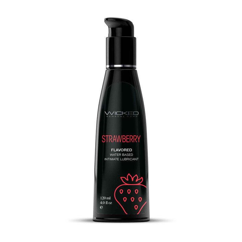 Wicked Aqua Strawberry Flavoured Water Based Lubricant 4 Oz Bottle Wicked Main image