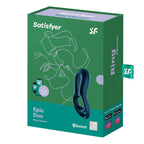 Satisfyer Epic Duo USB Rechargeable Cock & Balls Ring With App Control Navy Blue Satisfyer