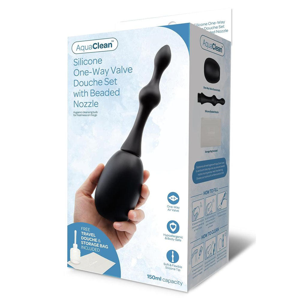 Xgen Products AquaClean Silicone 1 Way Valve Douche Set With Beaded Nozzle 150ml Capacity With Free Travel Douche Included Xgen Products Main image