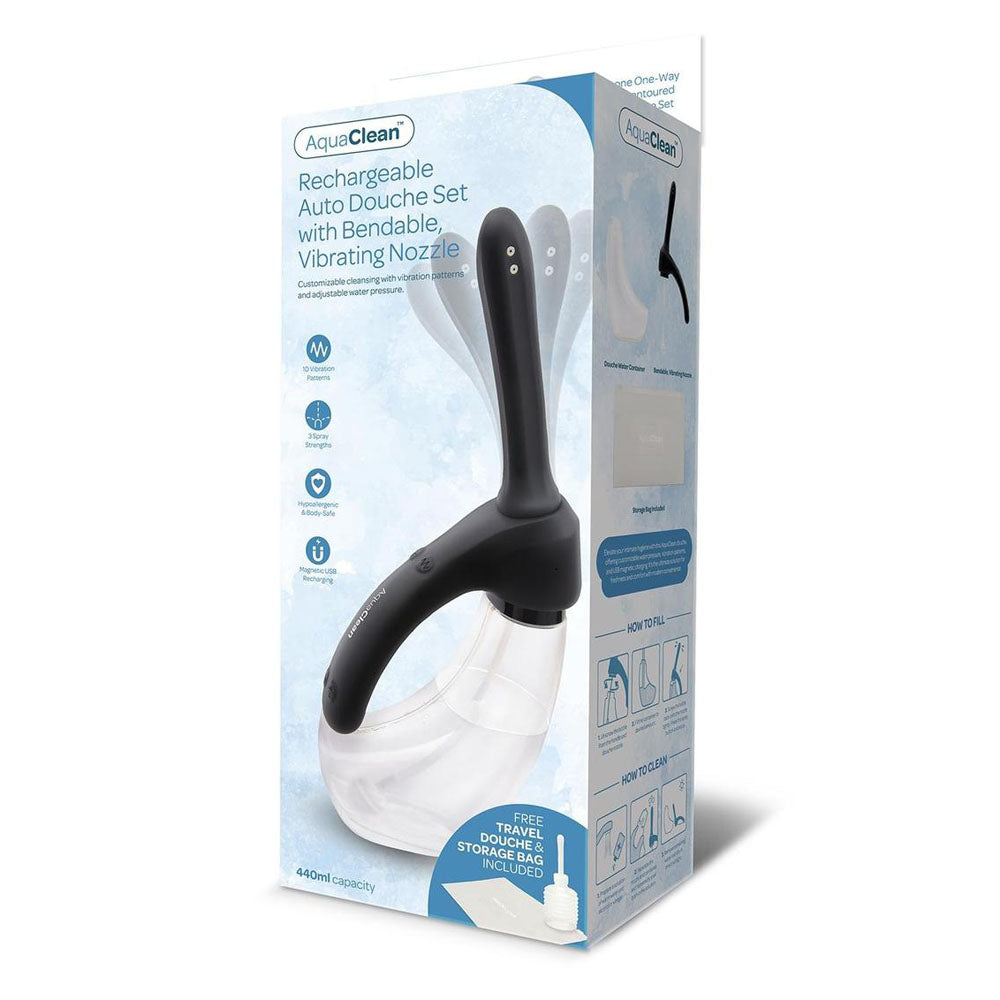 Xgen Products AquaClean Rechargeable Auto Douche Set With Bendable Vibrating Nozzle 440ml Capacity With Free Travel Douche Included Xgen Products