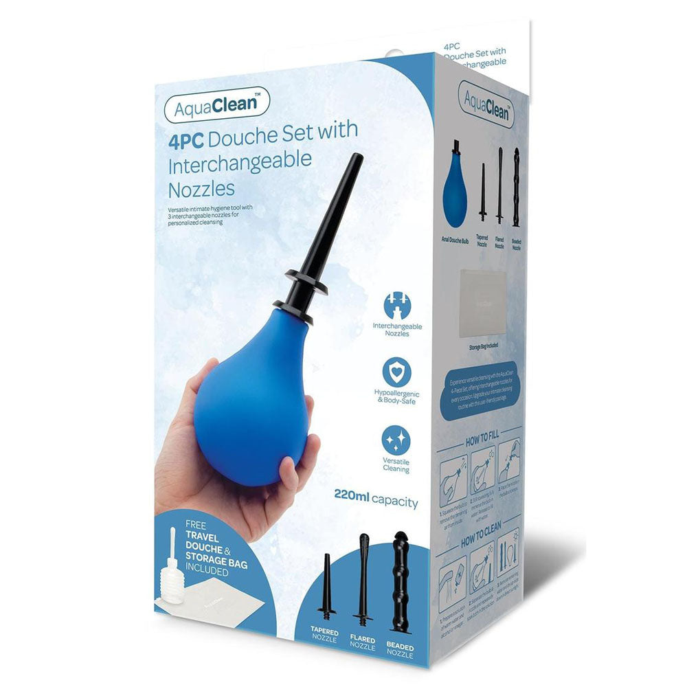 Xgen Products AquaClean 4 Piece Douche Set With Interchangeable Nozzles 220ml Capacity With Free Travel Douche Included Xgen Products Main image