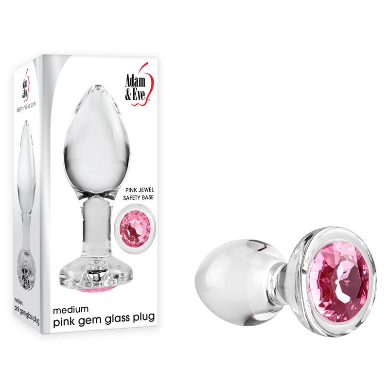 Adam & Eve PINK GEM GLASS Butt Plug With Pink Gem Base Medium 8.7cm Adam & Eve Main image