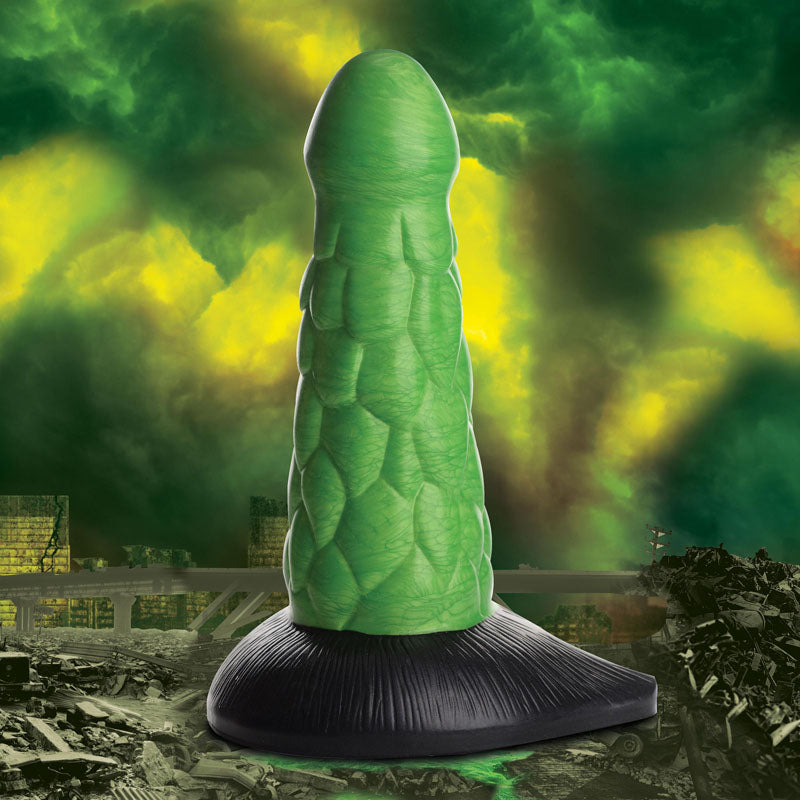 XR Brands Creature Cocks Radioactive Reptile Thick Scaly Silicone Dildo 19cm Green Secondary image
