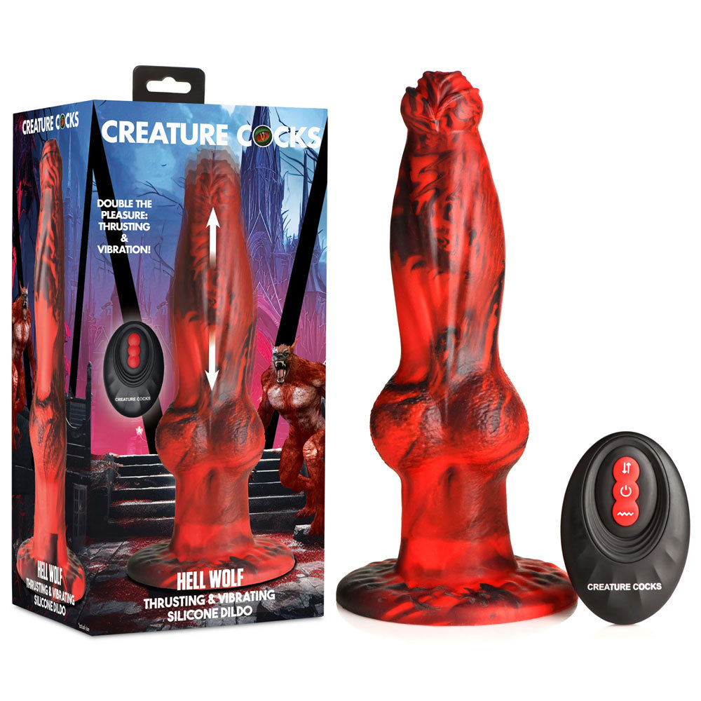 XR Brands Creature Cocks Hell Wolf USB Rechargeable Thrusting Fantasy Dildo 22cm Red XR Brands Main image