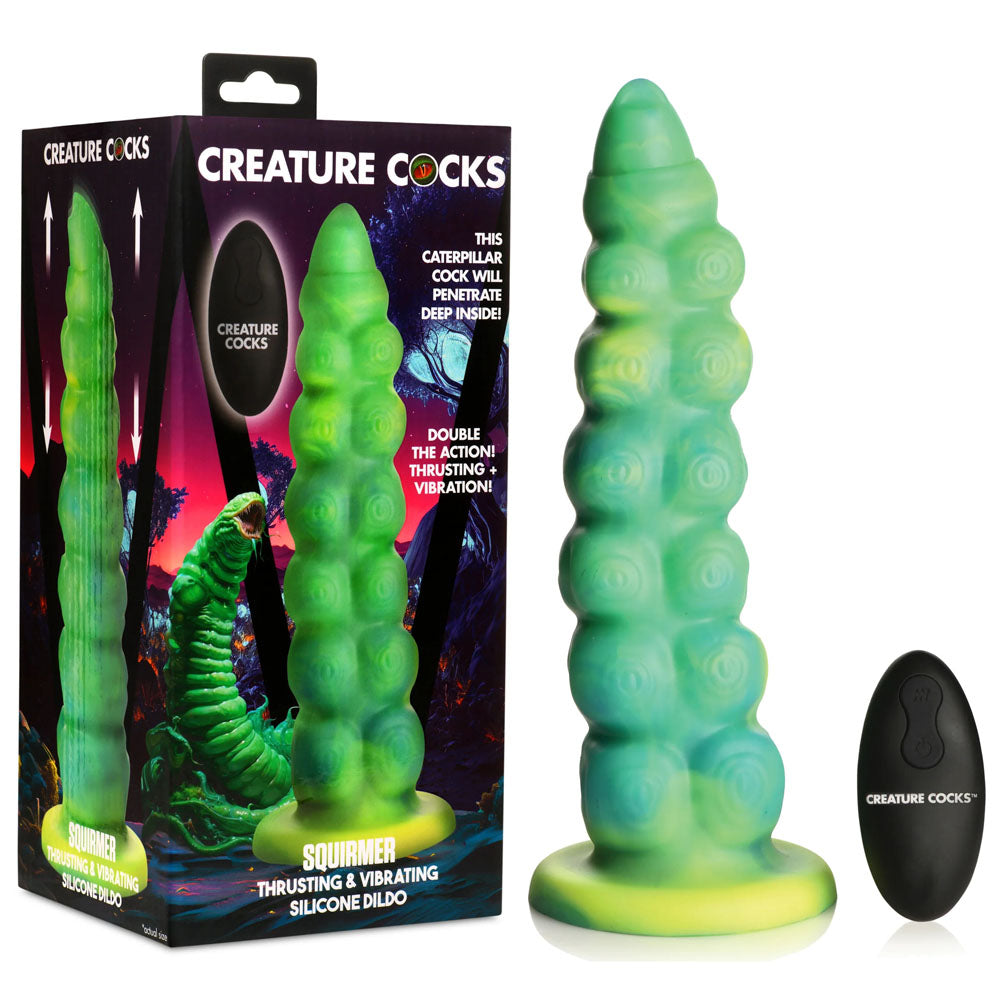 XR Brands Creature Cocks Squirmer USB Rechargeable Thrusting Fantasy Dildo 22.3cm Green XR Brands Main image