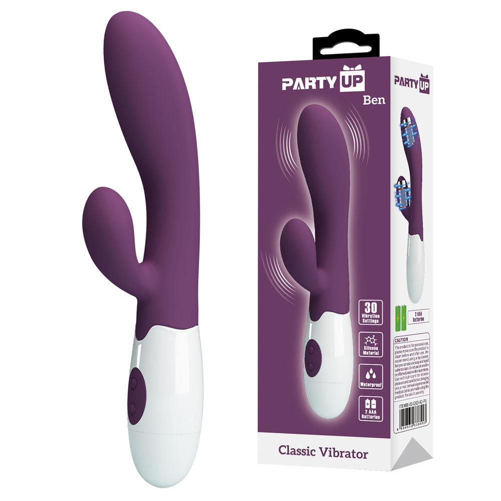 Party Up BEN Classic Vibe Purple Rabbit Vibrator 20cm Party Up