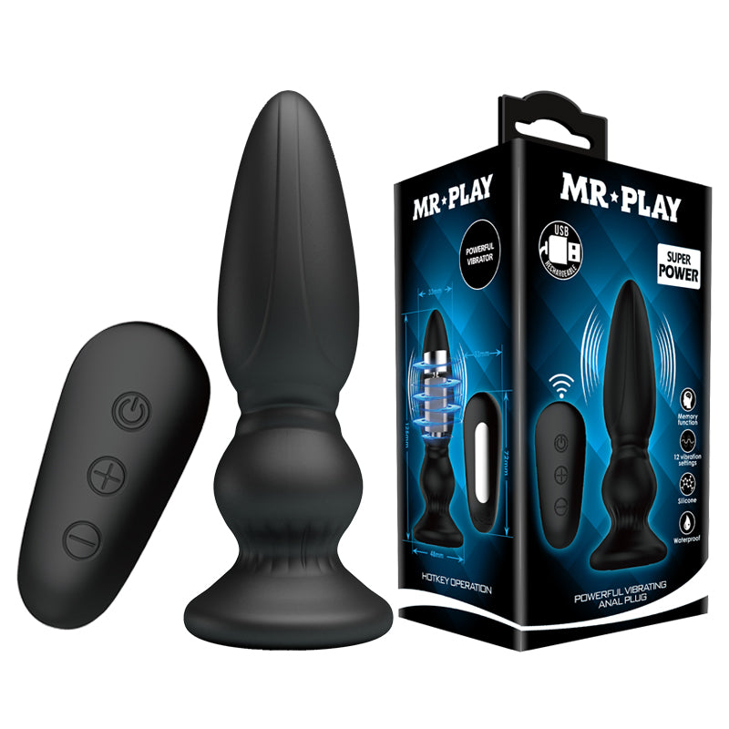 MR PLAY Powerful USB Rechargeable Vibrating Anal Plug With Remote 12.5cm Mr Play Main image