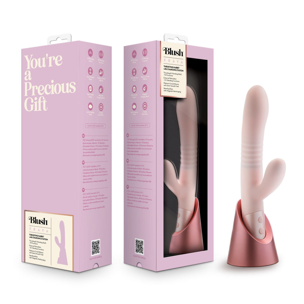 Blush Novelties Fraya USB Rechargeable Thrusting Rabbit Vibrator 24.1cm Blush Novelties Main image