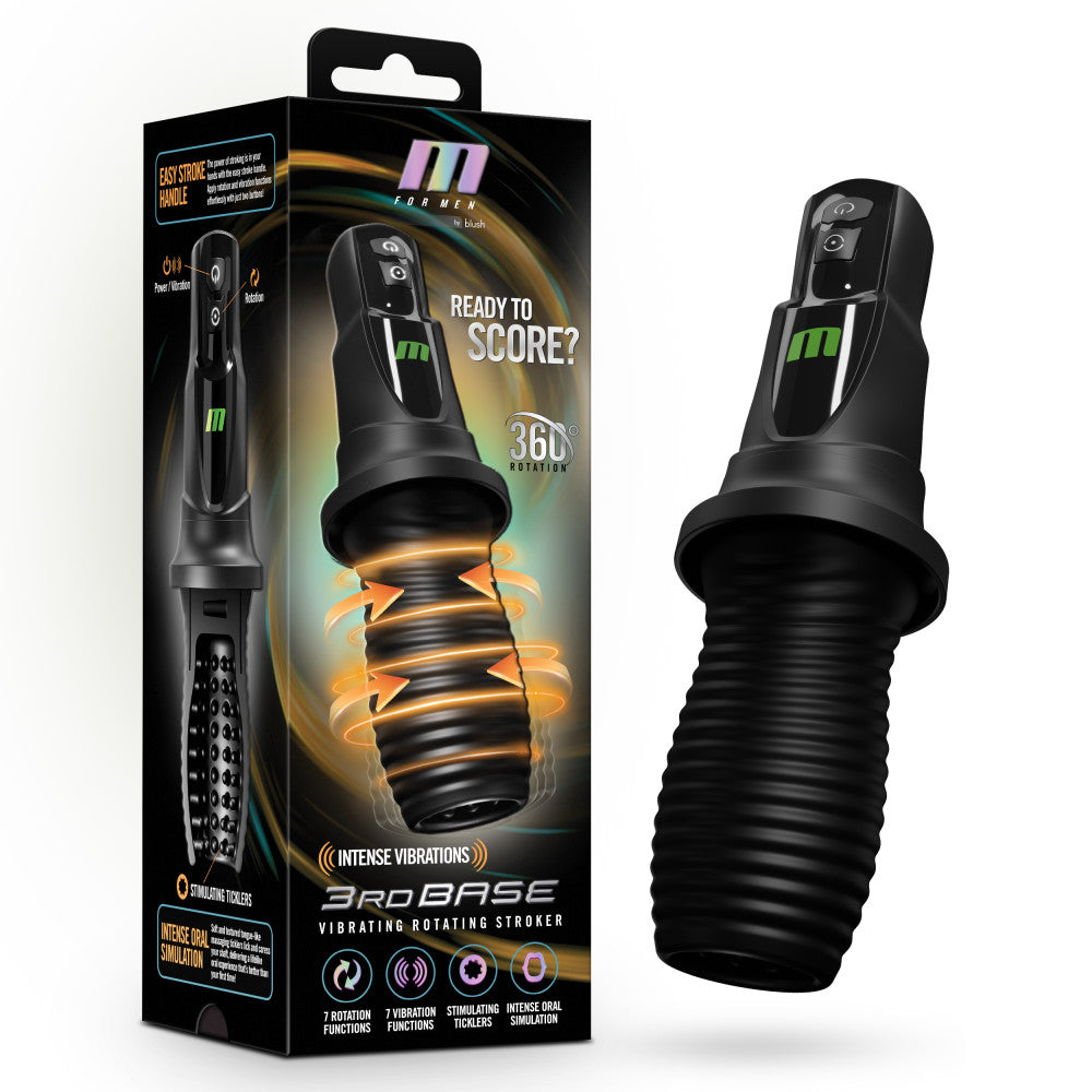 Blush Novelties M For Men 3rd Base USB Rechargeable Vibrating & Rotating Auto Stroker Blush Novelties