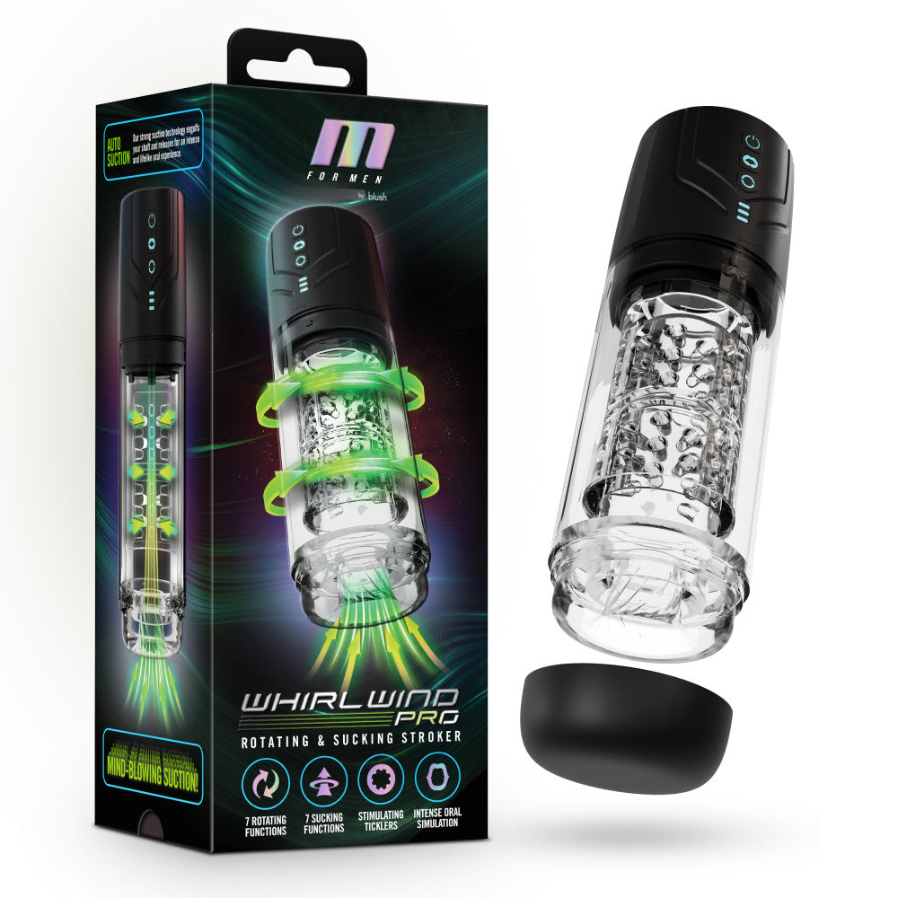 Blush Novelties M For Men Whirlwind Pro USB Rechargeable Rotating & Sucking Auto Stroker Blush Novelties Main image