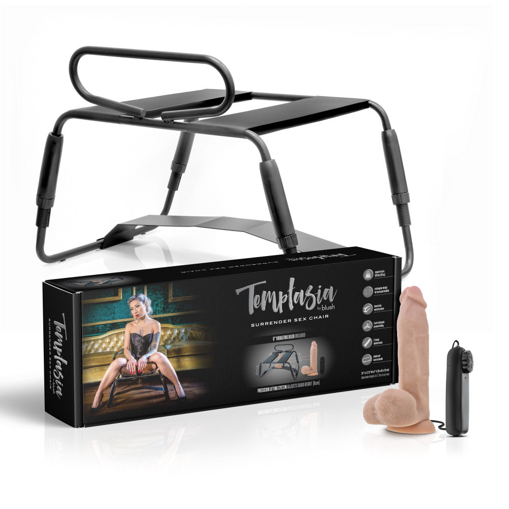 Temptasia Surrender Sex Chair Sex Stool With Vibrating Dildo Black Blush Novelties Main image