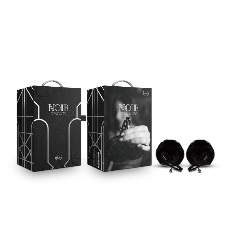 Blush Novelties Noir Pom Adjustable Furry Nipple Clamps Blush Novelties Main image