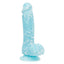 BMS Addiction Luke Glow In The Dark Dildo With Balls & Suction Cup Base Blue 7.5 Inch