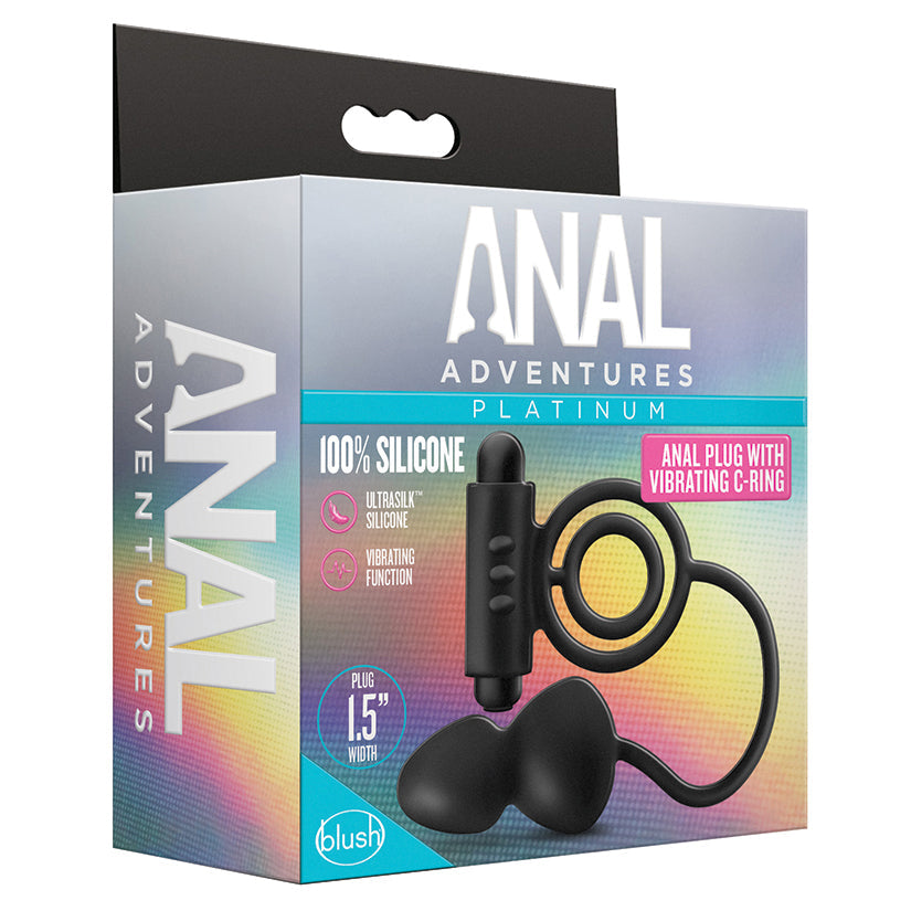 Blush Anal Adventures Platinum Silicone Anal Plug With Vibrating Cock Ring Black Secondary image