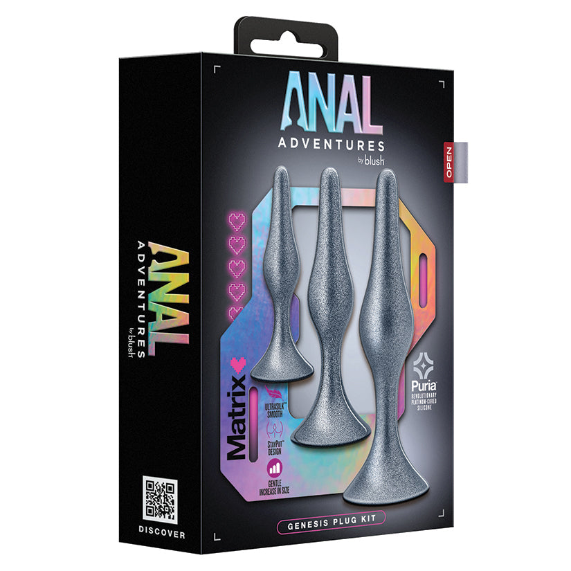 Blush Anal Adventures Matrix Genesis Butt Plug Kit Silver Secondary image