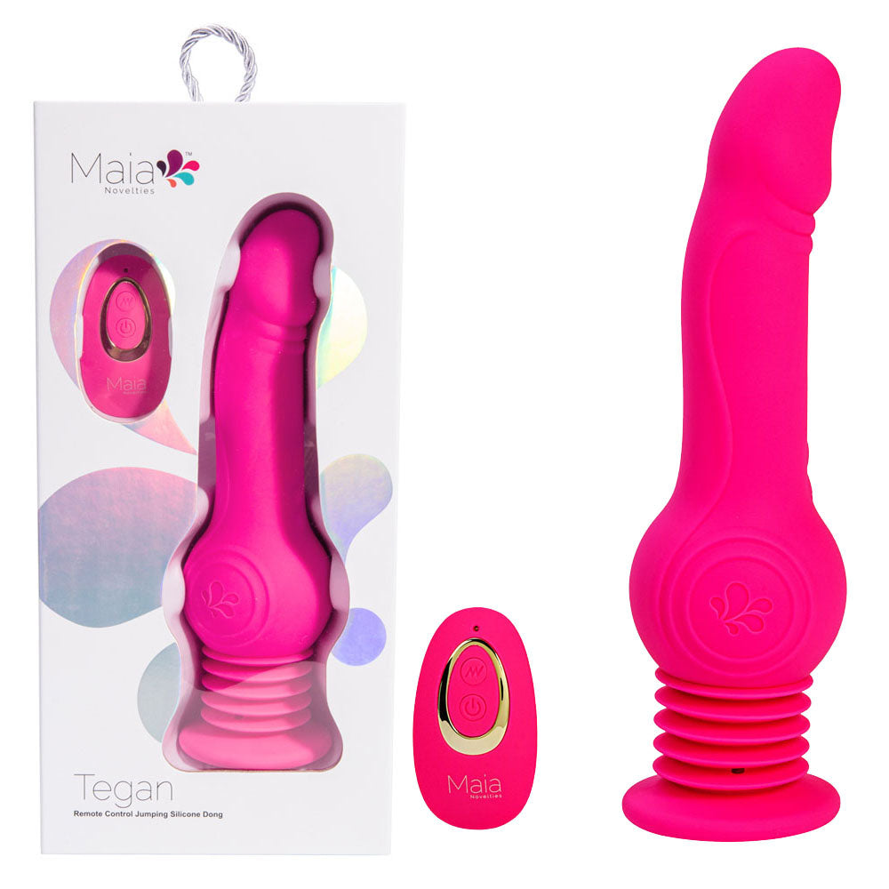 Maia TEGAN USB Rechargeable Jumping Vibrating Dong With Remote 23.6cm Pink Maia Toys Main image