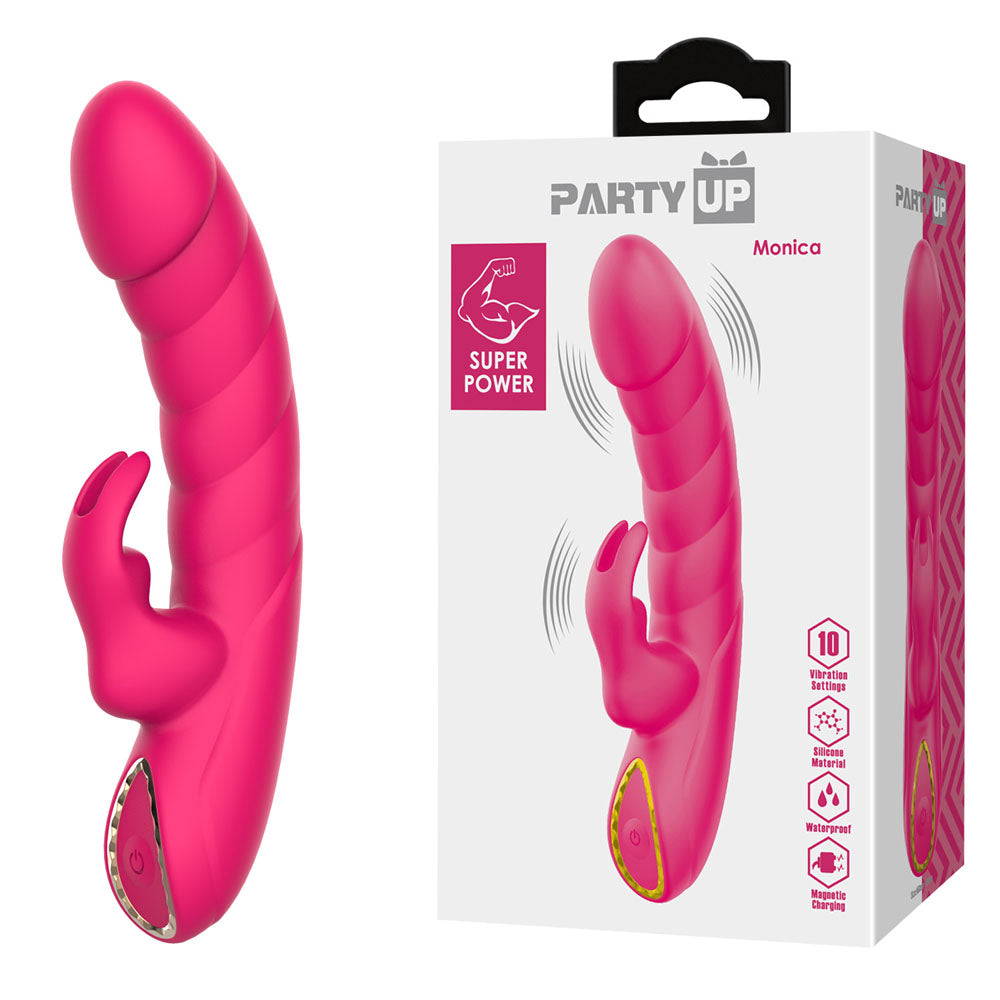 Party Up MONICA USB Rechargeable Rabbit Vibrator 15.8cm Pink Party Up Main image