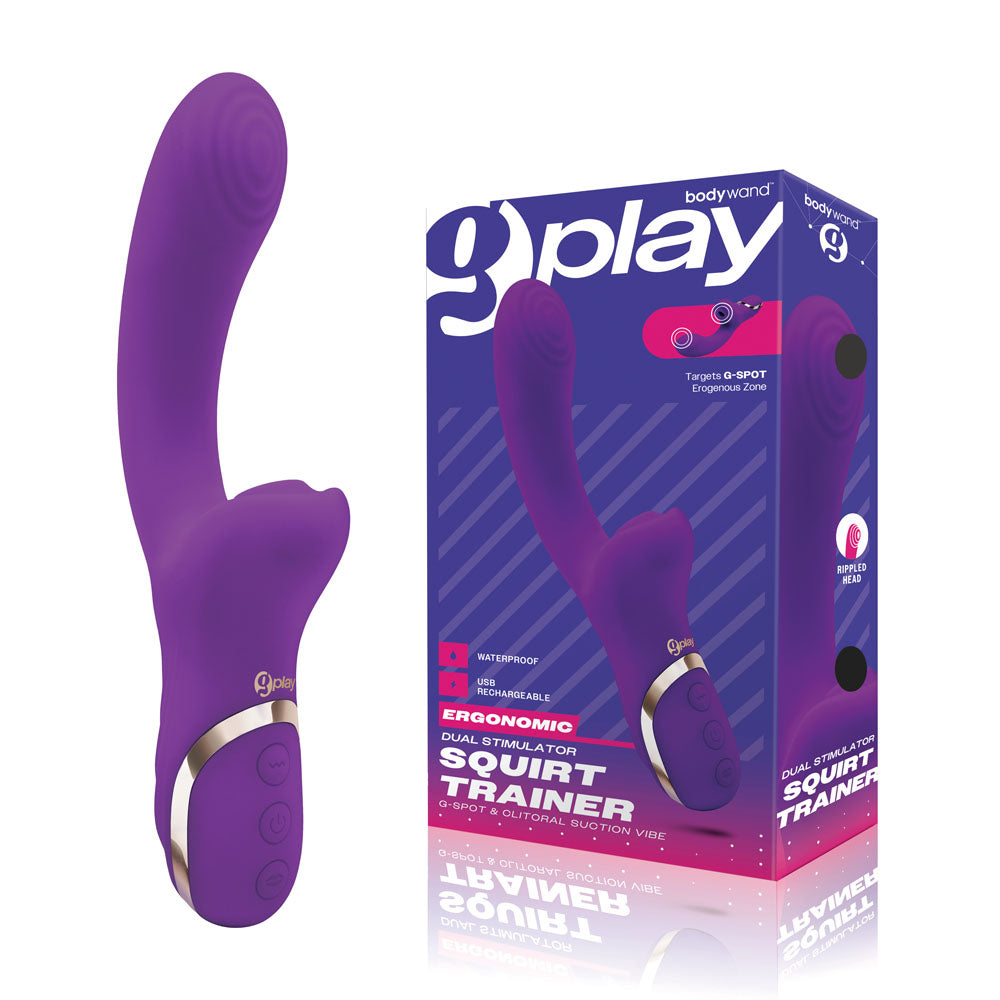 Bodywand G Play Dual Stimulator Squirt Trainer USB Rechargeable Rabbit Vibrator With Air Pulsation 22cm Bodywand Main image