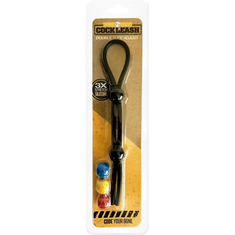 C1 Releasing Boneyard Cock Leash Double Adjustable Lasso Cock Ring Black C1 Releasing