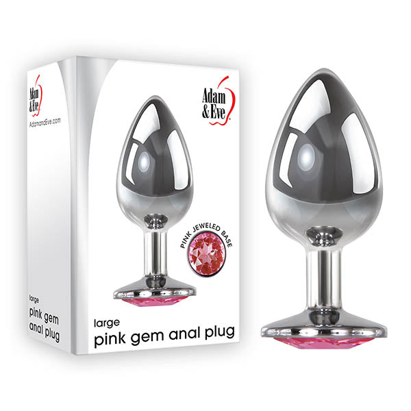 Adam & Eve Silver Large Metal Butt Plug With Pink Gem Adam & Eve