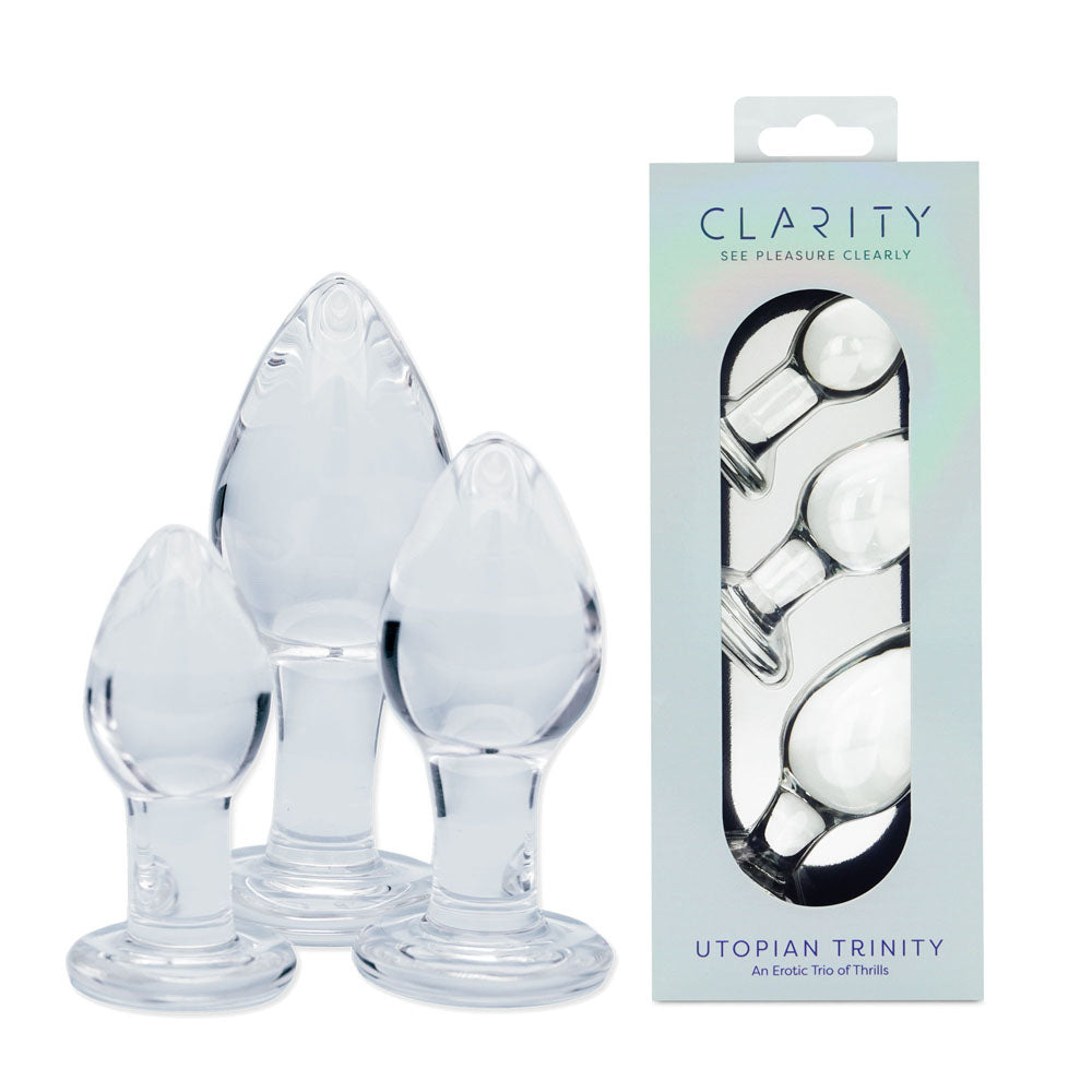 Creative Conceptions Clarity Utopian Trinity Glass Butt Plugs Set Of 3 Sizes Creative Conceptions Main image