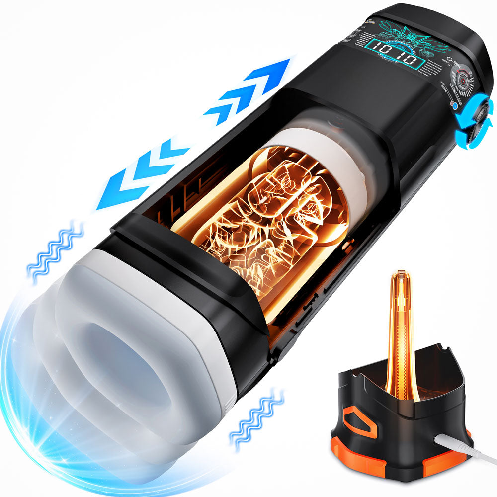 CyberSkin The Titan USB Rechargeable Thrusting & Vibrating Auto Masturbator With Heater Black CyberSkin Main image