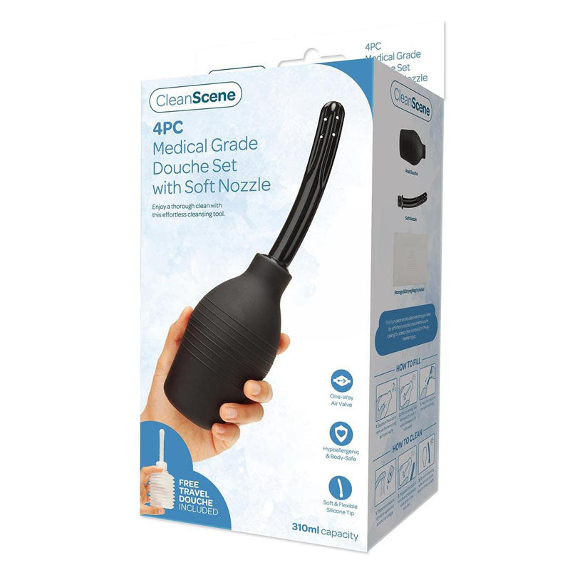 Xgen Products CleanScene 4 Piece Medical Grade Douche Set With Soft Nozzle 310ml Capacity With Free Travel Douche Included Xgen Products Main image