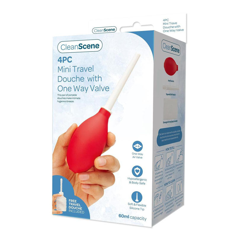 Xgen Products CleanScene 4 Piece Mini Travel Douche With One Way Valve 60ml Capacity With Free Travel Douche Included Xgen Products Main image