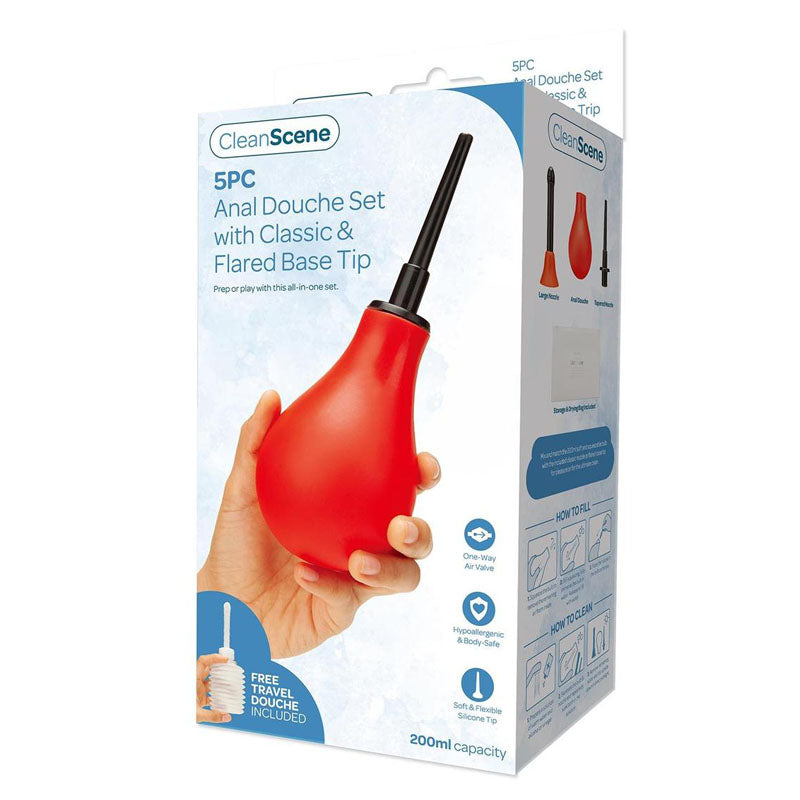 Xgen Products CleanScene 5 Piece Anal Douche Set With Classic & Flared Tips 200ml Capacity With Free Travel Douche Included Xgen Products Main image