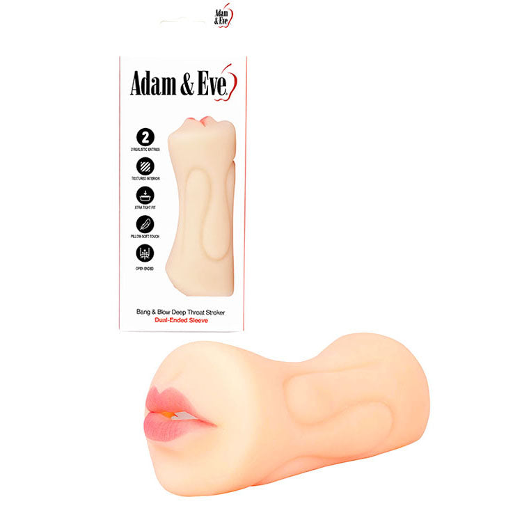 Adam & Eve Bang & Blow Deep Throat Vagina & Mouth Dual Ended Stroker Flesh Adam & Eve Main image