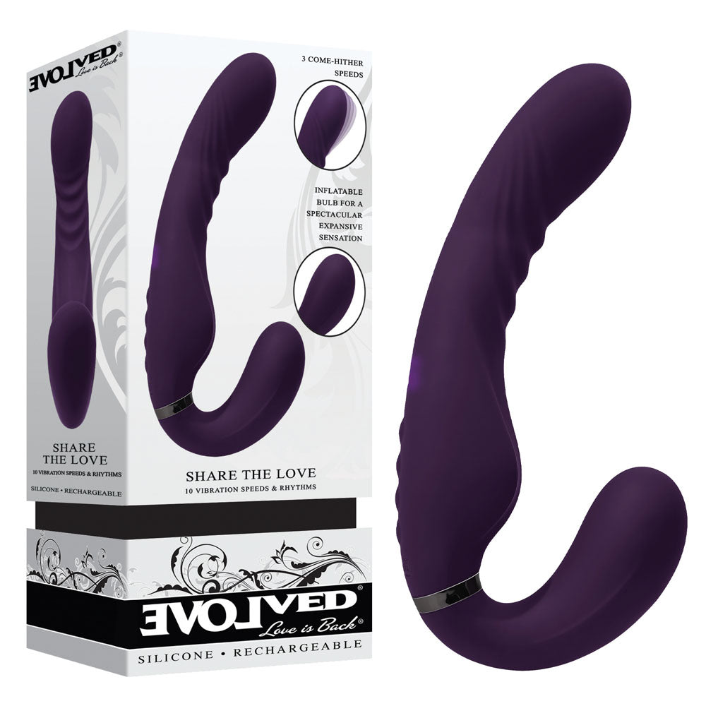Evolved SHARE THE LOVE - Purple 22.9 cm USB Rechargeable Inflatable Strapless Strap-On Evolved Main image