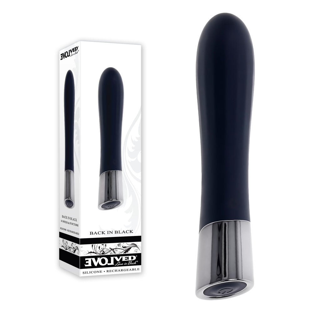 Evolved BACK IN BLACK USB Rechargeable Bullet Vibrator Black Evolved Main image