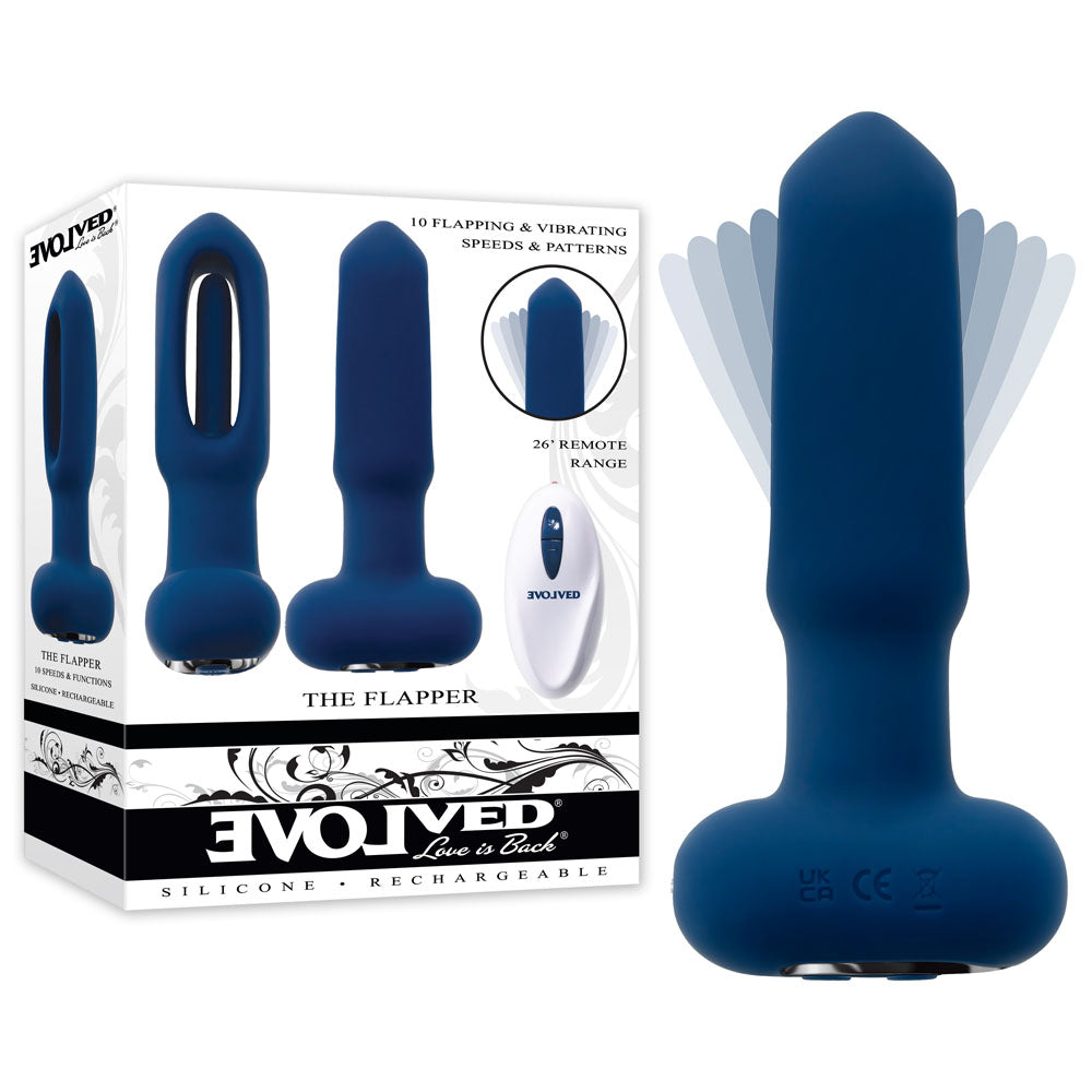 Evolved THE FLAPPER USB Rechargeable Vibrating & Flapping Butt Plug With Remote Evolved Main image