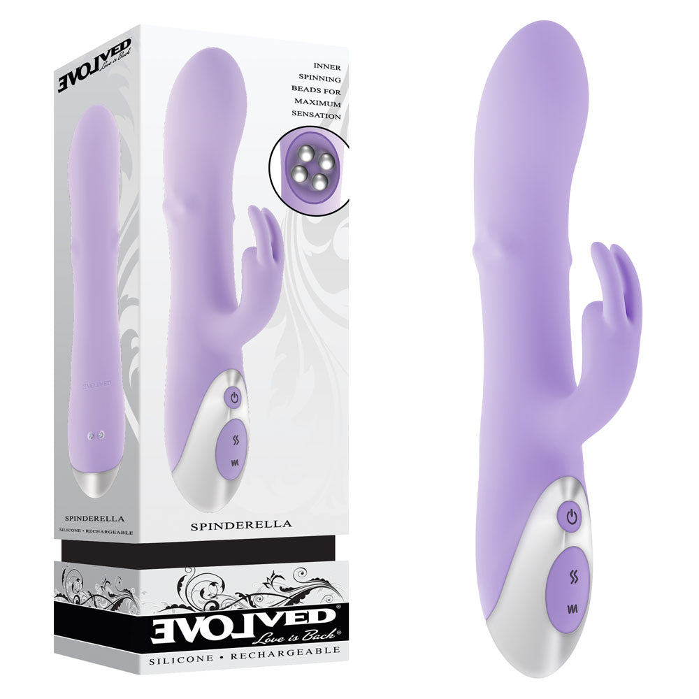 Evolved SPINDERELLA USB Rechargeable Rabbit Vibrator Purple Evolved
