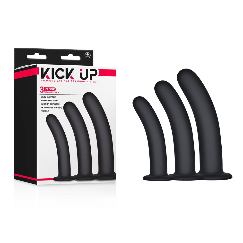 Excellent Power Kick Up Silicone Vaginal Training Kit Vaginal Dilators Set of 3 Sizes Black Excellent Power Main image